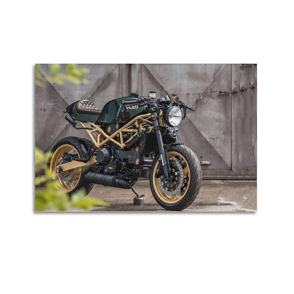 Vintage Motorcycle Poster Ducati St4 Cafe Racer Poster