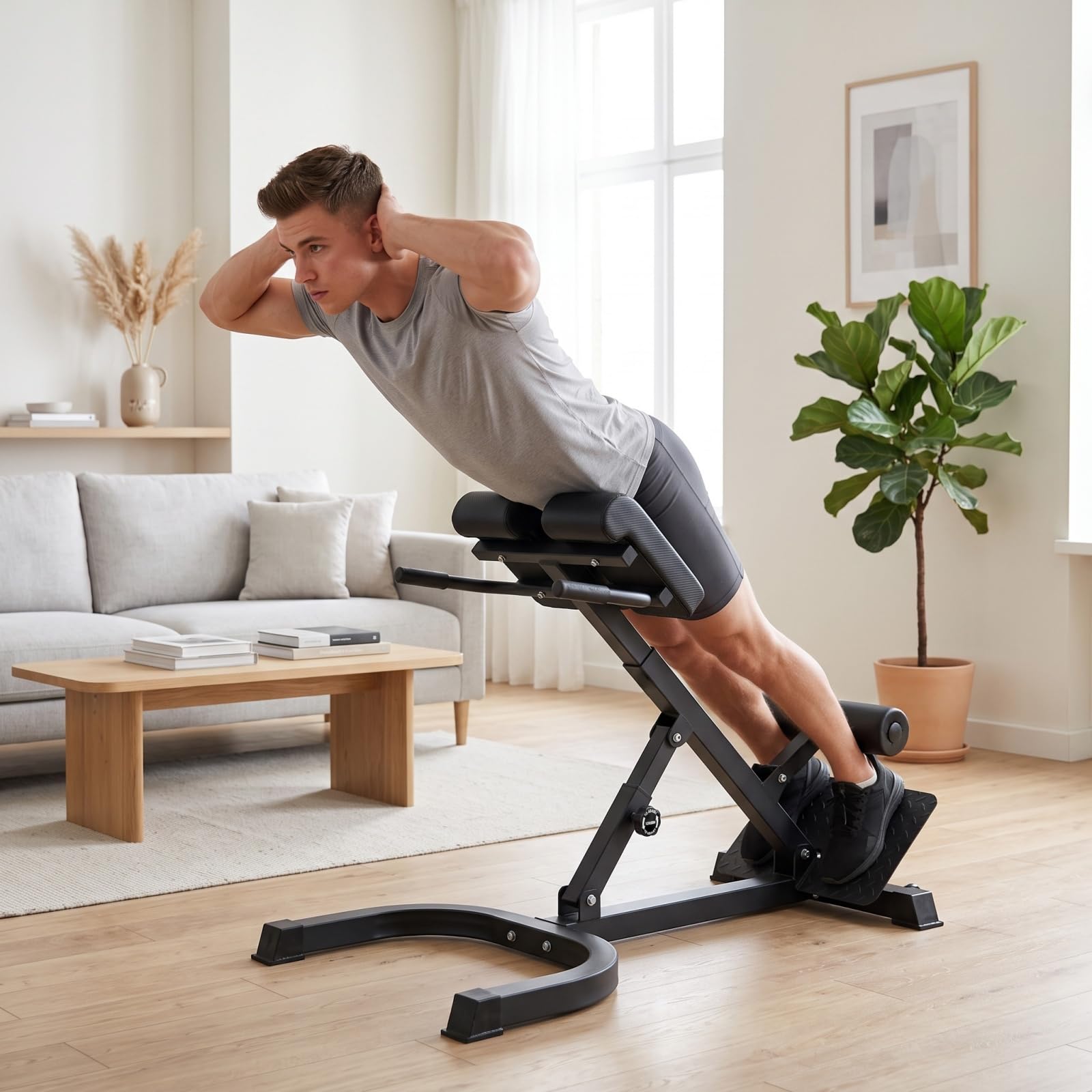 Banco de hiperextensión ajustable y plegable, silla romana de culturismo con 5 posiciones de inclinación, 8 ajustes en altura, banco lumbar para espalda, abdominales, glúteos, fitness en