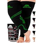 Mojo - Compression Socks Footless for Women and Men 20-30mmHg - Extra Wide Compression Full Leg Sleeve for Varicose Veins Circulation, Lymphedema, DVT - Black/Green, 3X-Large - A609