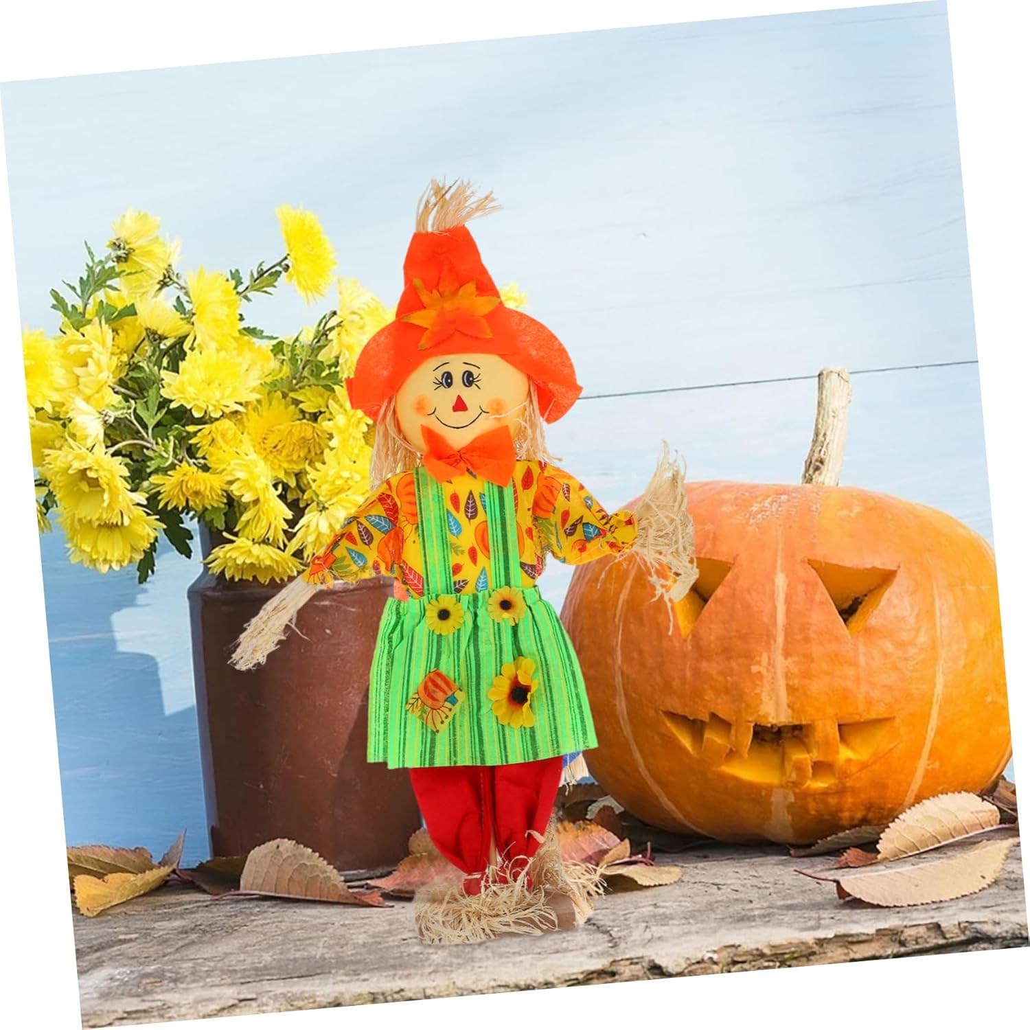 UPKOCH Harvest Standing Doll Decoration for Outdoor Porch Handmade Fall Decor Stakes for Thanksgiving and Halloween