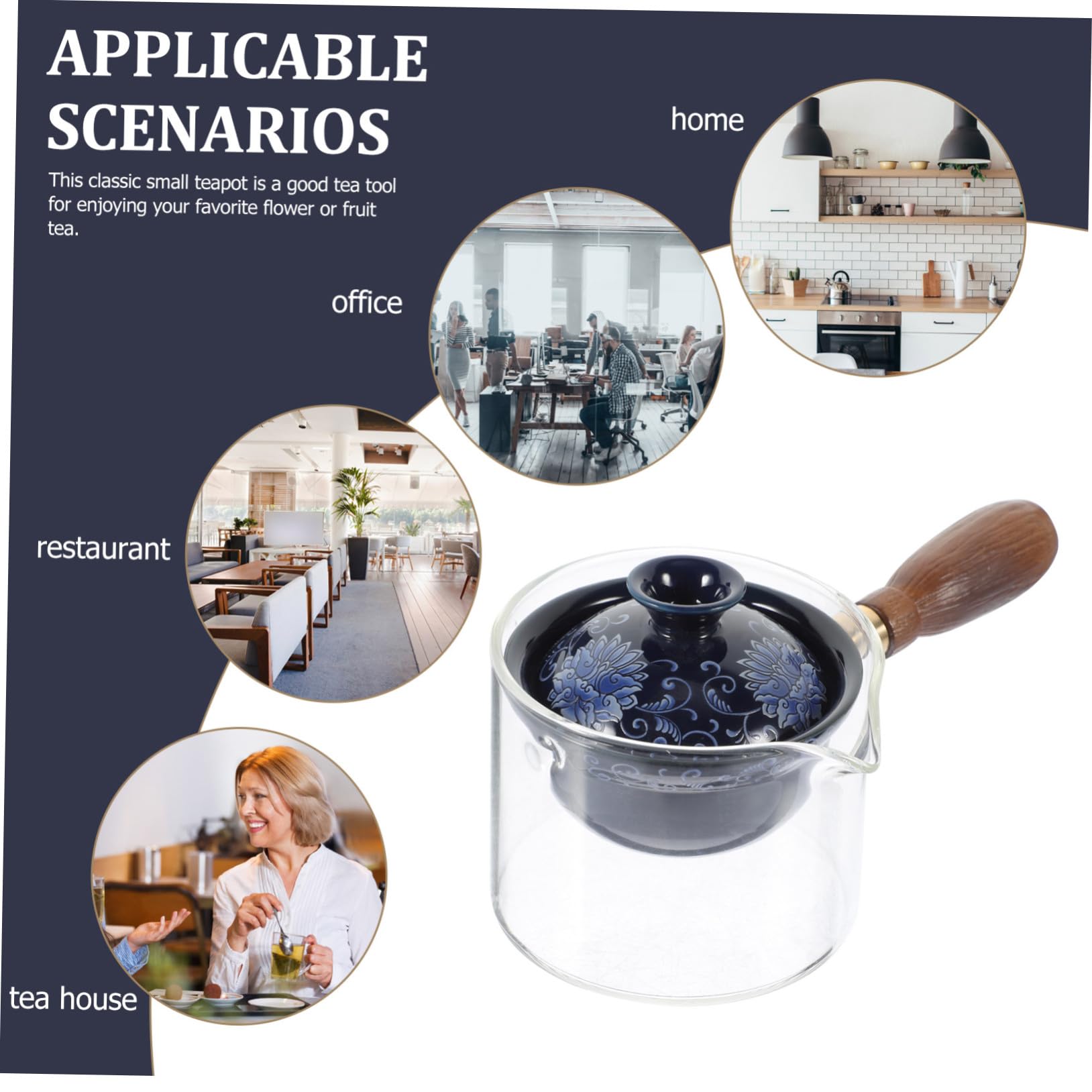 BESTYASH 360° Drehbare Keramik Teekanne mit 330ml, Seitenhenkel