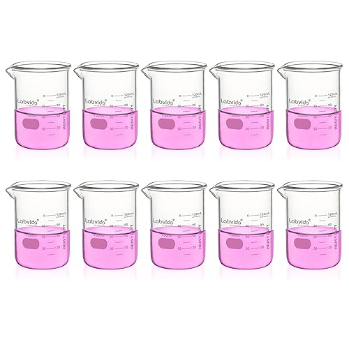 LVAC002 - Juego de vasos de vidrio resistente, 10 piezas de vol.5.1 fl oz de pared gruesa, 3.3 Boro Griffin de baja forma con doble escala impresa