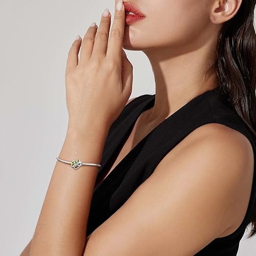 Miniatura 4 de JIAYIQI Dije de piedra natal para pulsera, plata de ley 925 con corazón de amor infinito grabado simboliza, dijes de feliz cumpleaños para pulsera