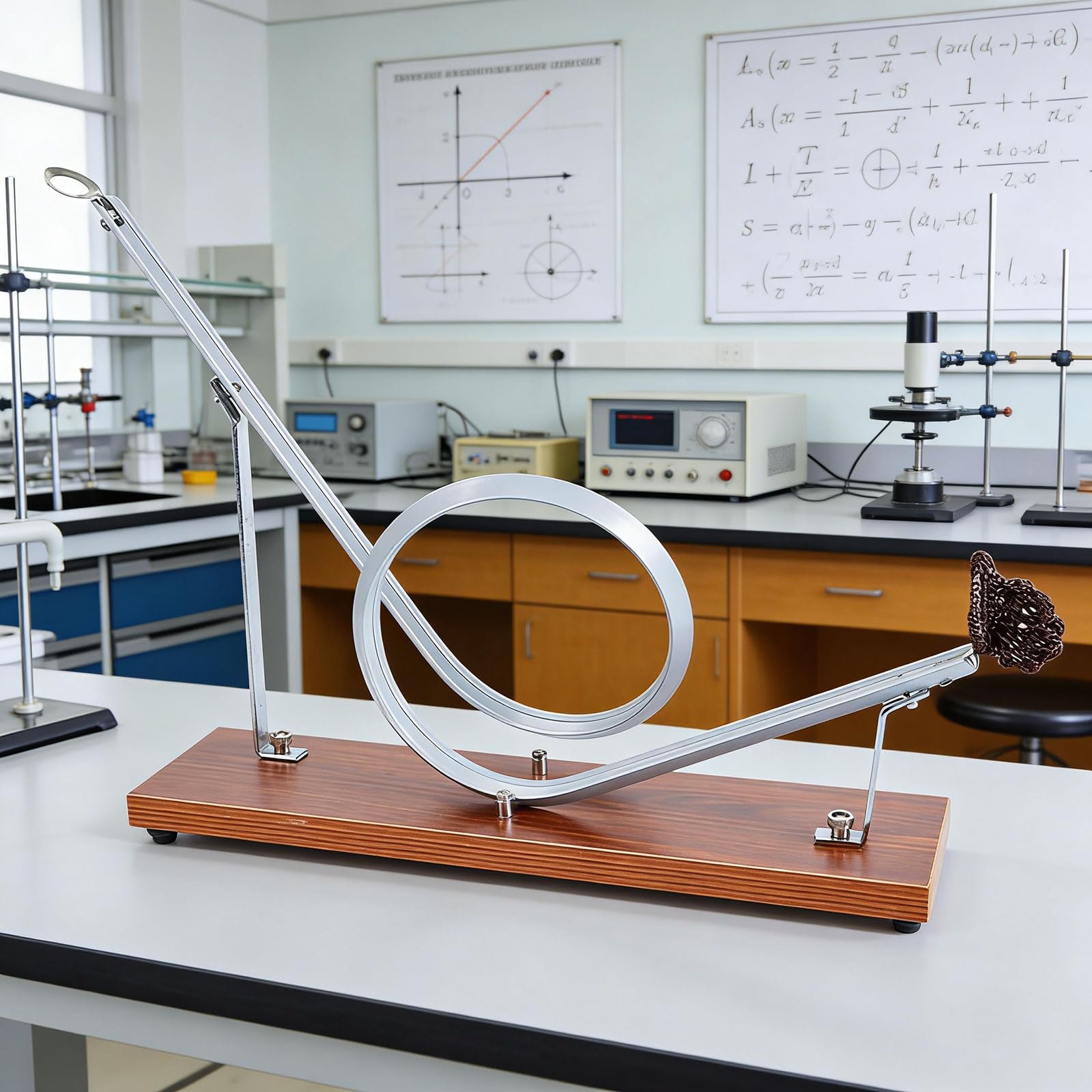 Equipo educativo de demostración de fuerza centrípeta, modelo de pista de rodillo de metal de madera para experimentos científicos en el aula, experimentos de fuerza centrífuga