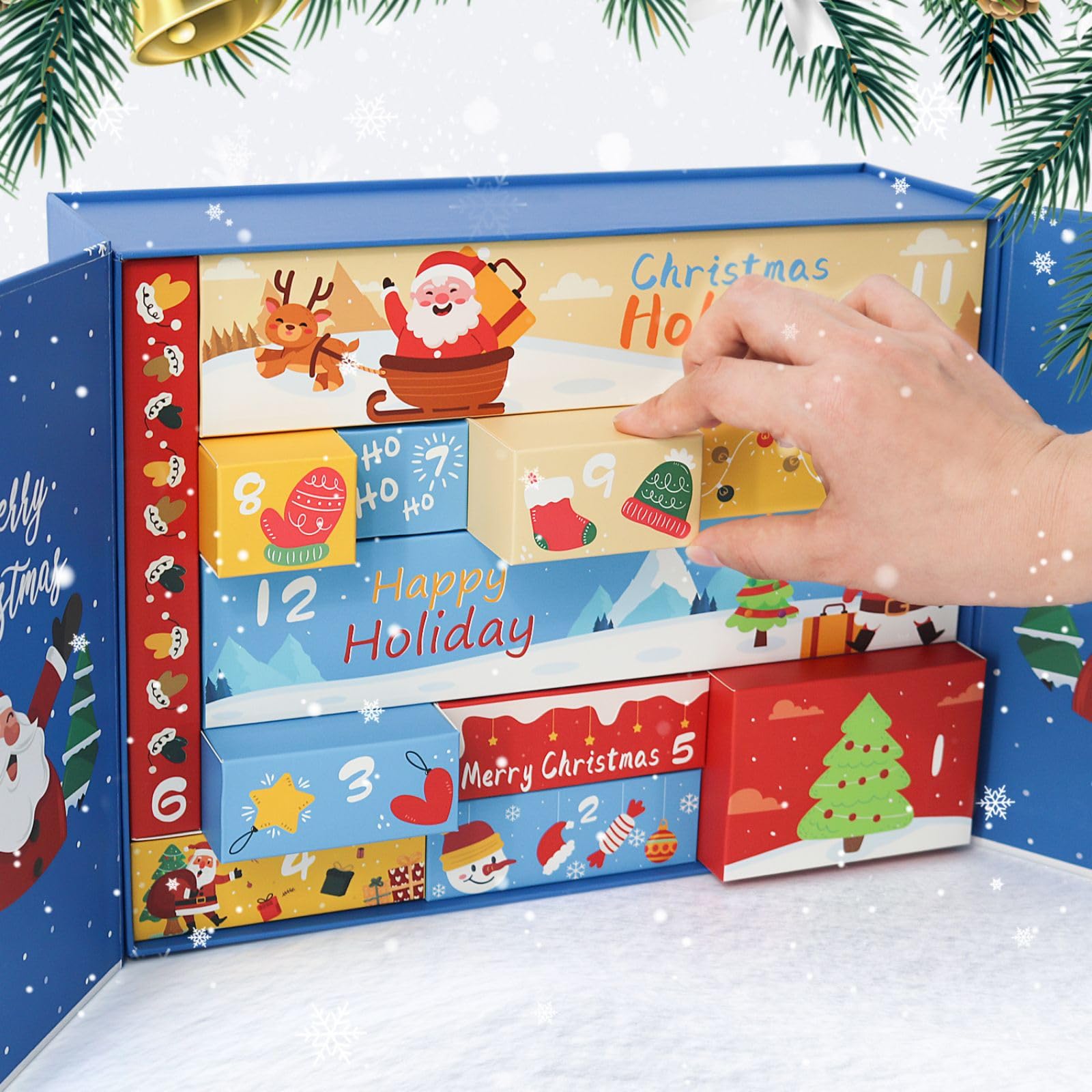 CustmArti DIY Diamond Art Painting Adventskalender Weihnachten 12 Fächer Überraschung Bastelset Kristall Strassstein Bilder Winter Motiv Haus Verzierung Kreativ-E