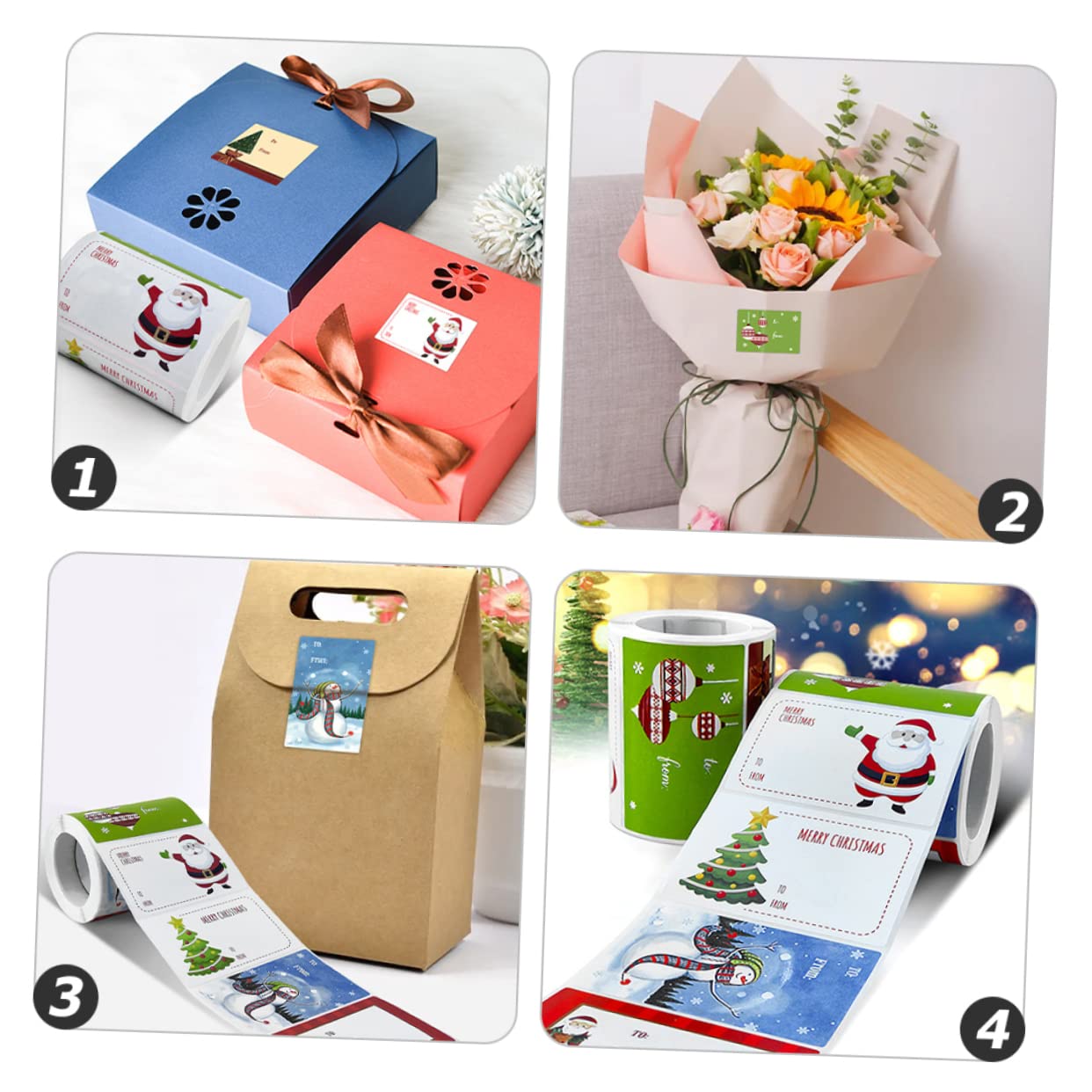 8rollos Pegatinas De Navidad Autoadhesivas Para Cajas Diseño De Elementos Festivos Para y Decoraciones De Calcomanías Rectangulares Estilo Divertido