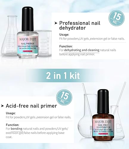 Miniatura 3 de Major Dijit Deshidratador de uñas e imprimación de uñas con juego de aceite para cutículas secado al aire superior imprimación de unión superior