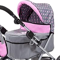 Vista 7 de Bayer Cochecito de muñeca de moda para niñas, mango ajustable, carro con bolsa, se adapta a muñecas de 18 pulgadas