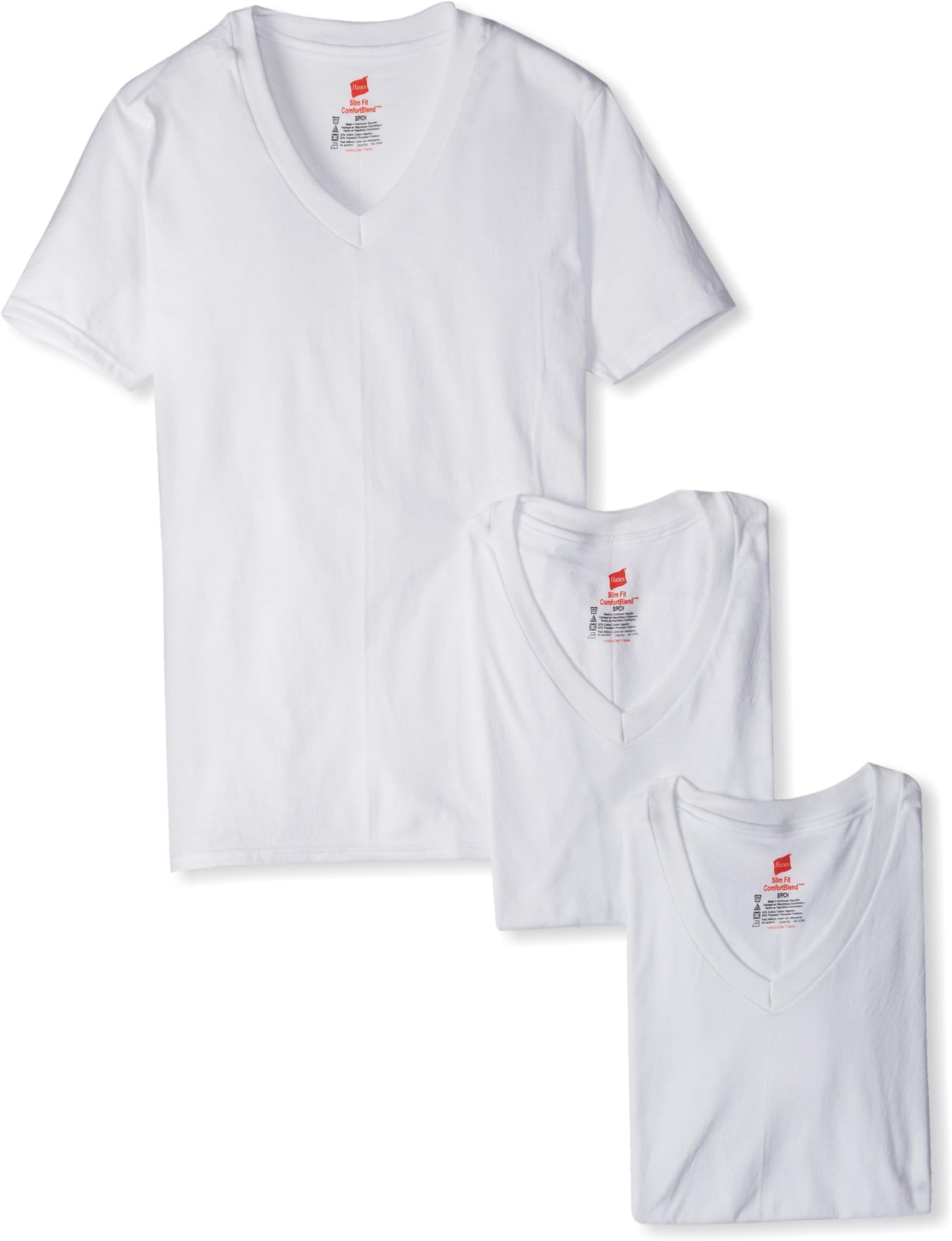 Hanes Ultimate Men's 3-Pack Classics Lightweight Slim-Fit V-Neck T-Shirt