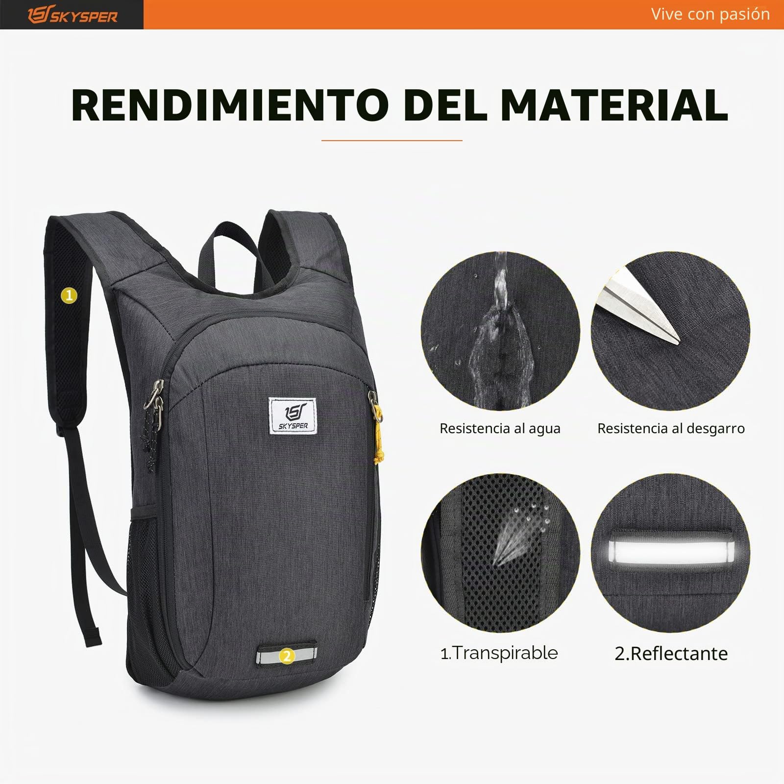SKYSPER 10L Mochila Plegable Ultraligera Mochila de Viaje Mochilas de Marcha Pequeña Ahorra espacio para Hombre Mujer Viaje Excursiones Cortas Senderismo, negro