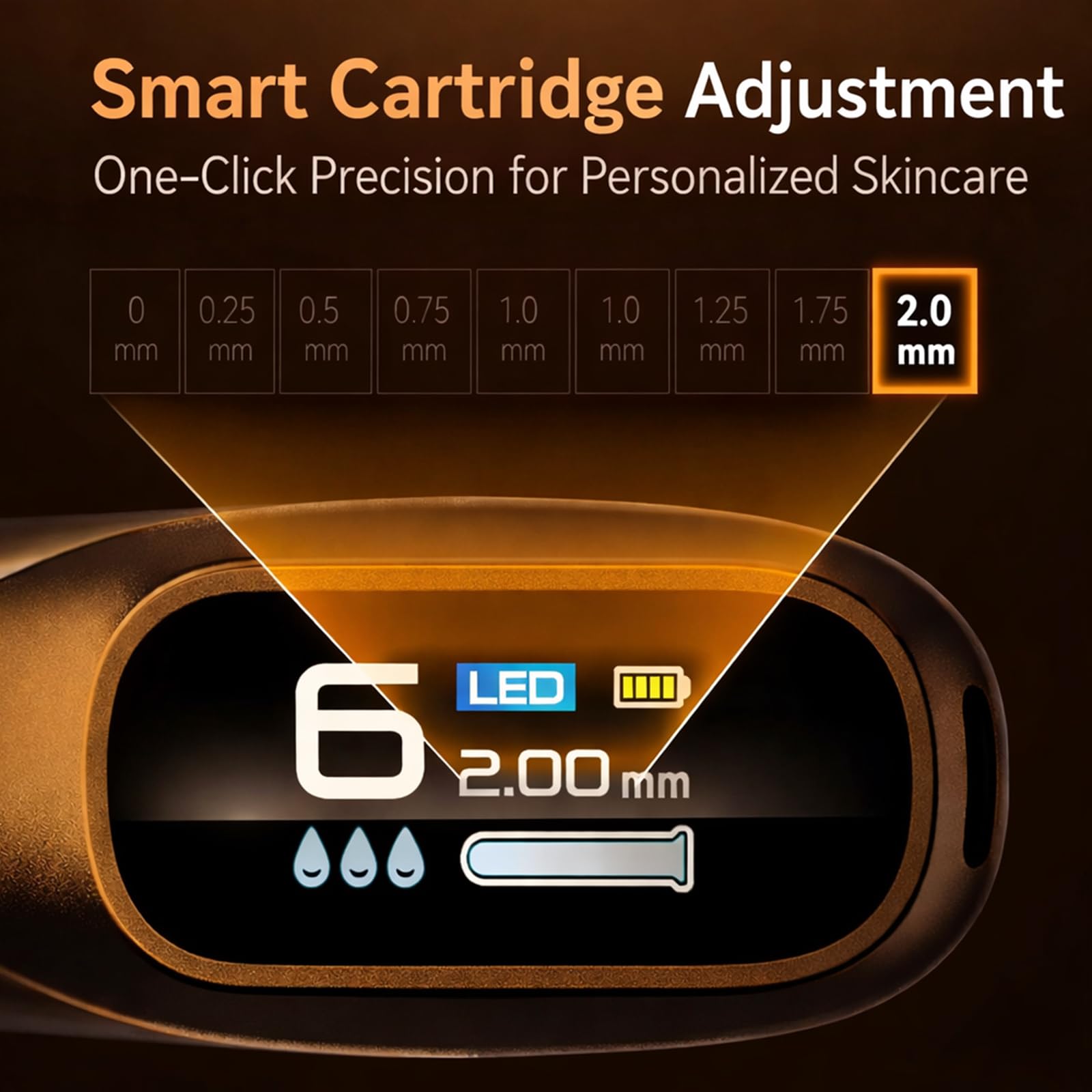Dr.pen H6 Penna Microneedling Wireless con Infusione di Siero, Display LED, 6 Velocità e Profondità Regolabile 0–2,0 mm, Dispositivo per la Cura del Viso a Casa o in Salone, Oro