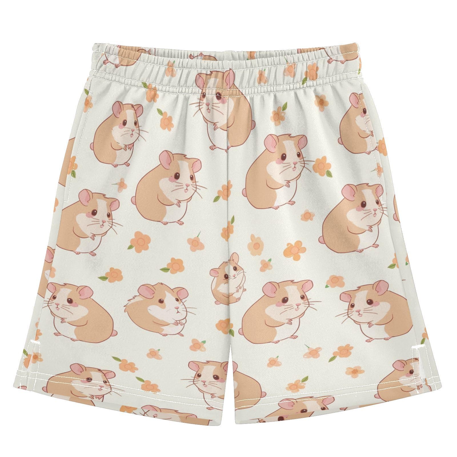 panksolu Cartoon Hamster Cute Boys' Shorts Summer Cotton Adjust Pocket Boys Shorts Size 8 Years Multicolor