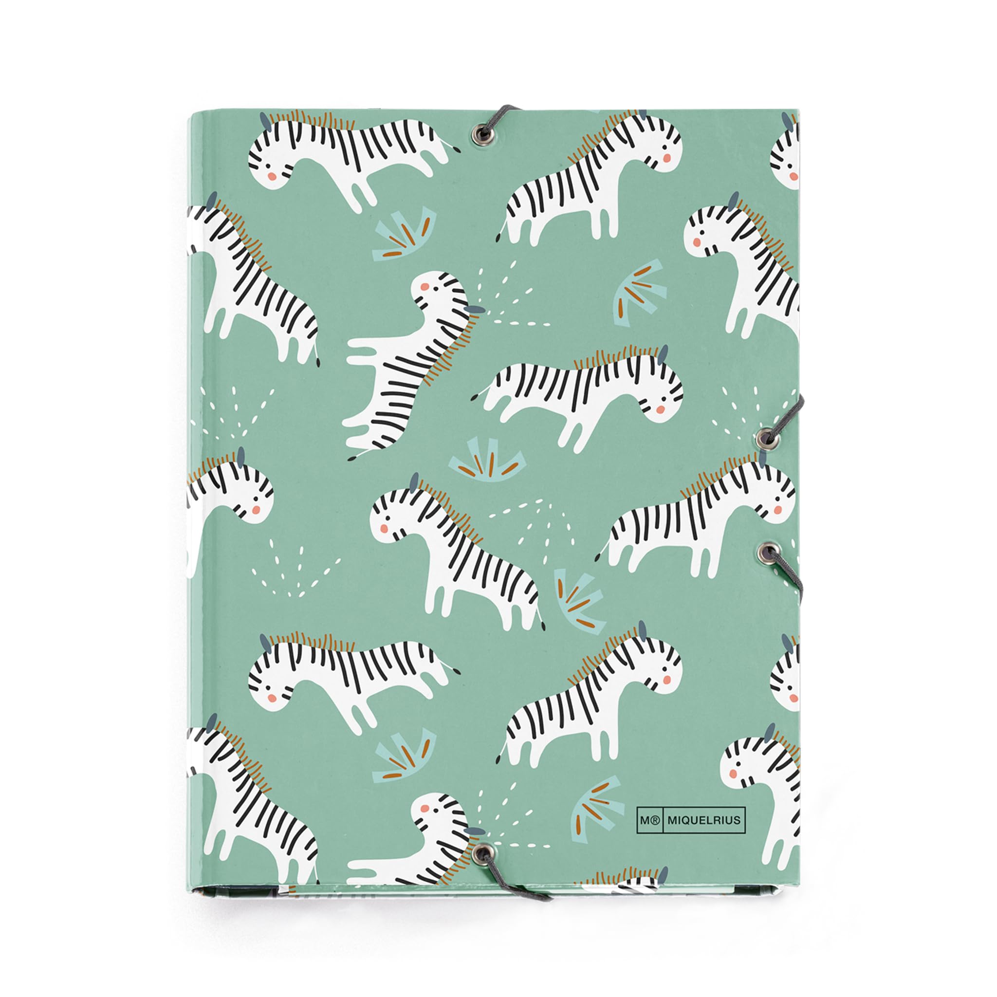 Miquelrius - Folder with Flaps A5, 185 x 245 x 20 mm, Rigid Cardboard, Elastic Closure, Zebra Collection