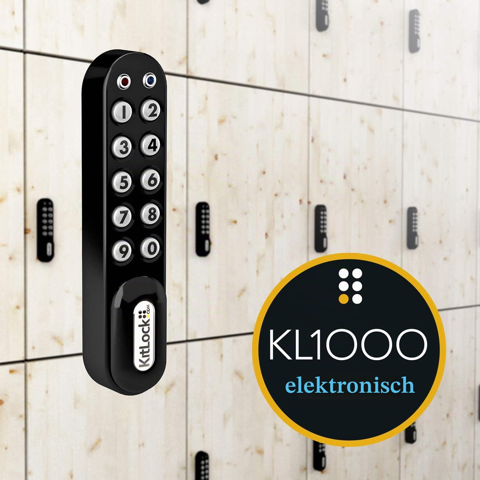 KitLock Elektronikschloss KL1000 | für Spinde Schließfächer und Möbel | schlüssellos mit Zahlenschloss | vertikal | schwarz