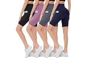 CAMPSNAIL 4 Pack Biker Shorts Women with Pockets