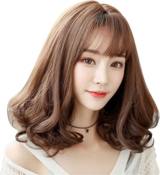 Amazon Co Jp コスプレウィッグ 顔の修理髪型ウィッグ女性梨の頭の長い巻き毛の髪の空気qiポニーの女の子かつら コスプレパーティーウィッグに最適 Color Chocolate Color Size 38cm ビューティー