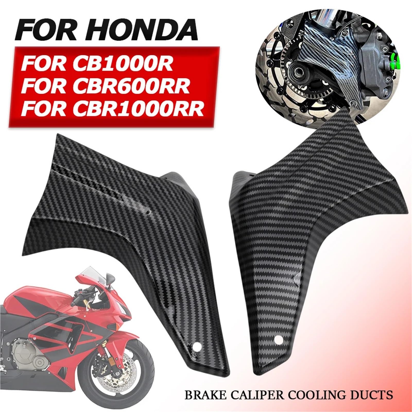 Radiatore guida aria freno anteriore Adatto per Honda CB1000R CBR600RR CBR1000RR CBR 600 RR CB 600RR CB 1000 R Protezione condotti di raffreddamento aria pinza freno(1 SET)