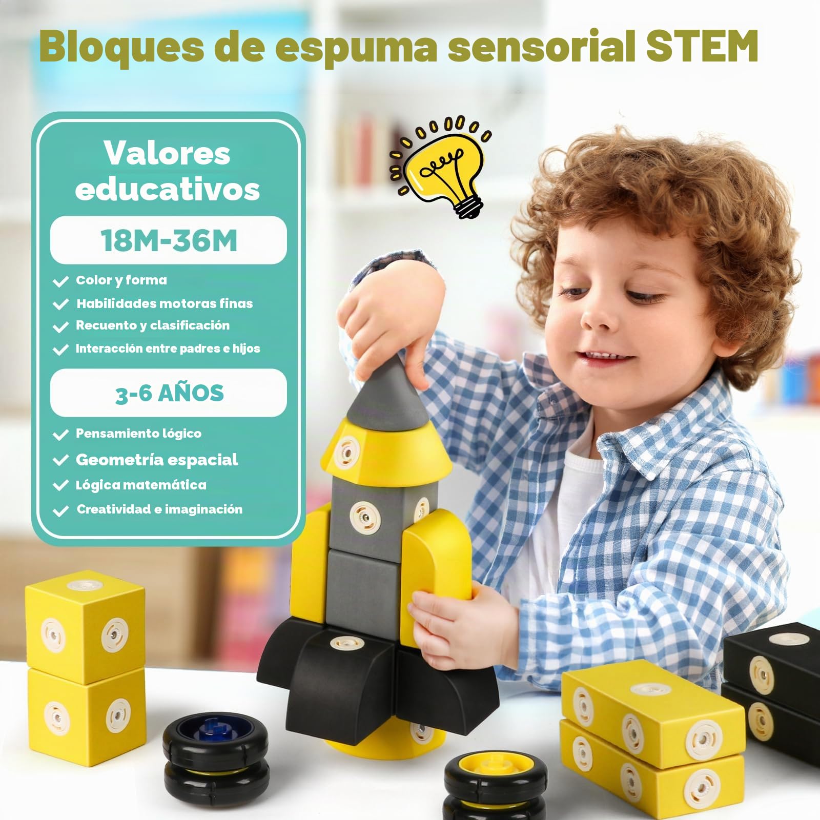 Bloques magnéticos de espuma para niños de 1-3 (30 piezas), bloques de robot para niños, juguetes sensoriales STEM para niños de 1, 2 y 3 años, regalos de cumpleaños para niñas y niños de 1 a 3 años