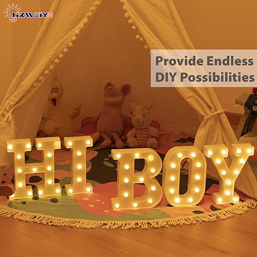 Miniatura 5 de HXWEIYE - Letra luminosa O con luces LED, diseño de marquesina con 26 letras del alfabeto y 10 números, funciona con baterías, luz cálida blanca