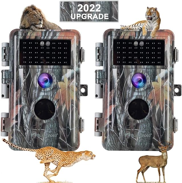BLAZEVIDEO Trail Camera 24MP 1296P Wildlife Camera with Night Vision Motion Activated Waterproof Password Protected Hunting Game Camera (Purple*2)
