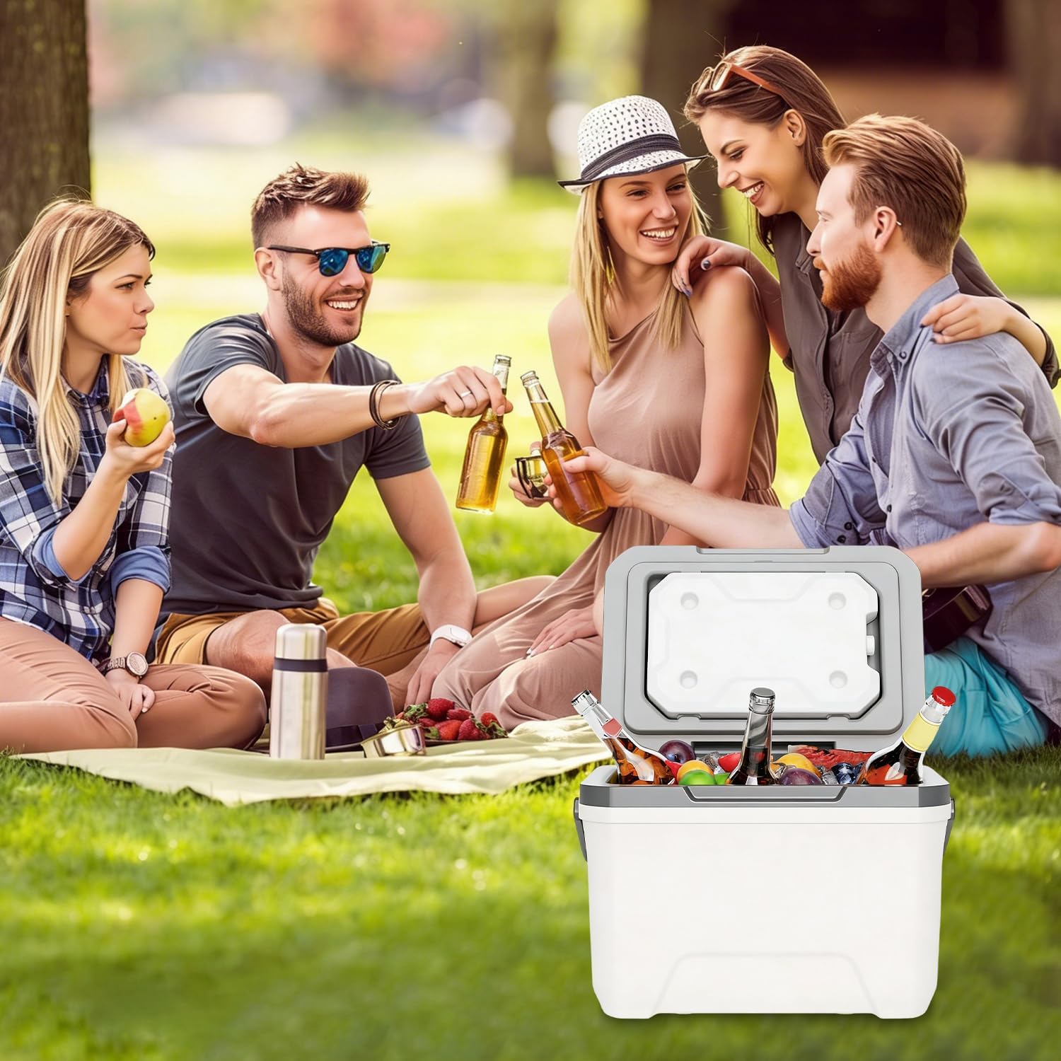 6L Hard Shell Portable Ice Chest Cooler with Handle - Leak Proof Lightweight Insulated Cooler Box Ideal for Car Camping Fishing Beach Picnic BBQ & Outdoor Travel