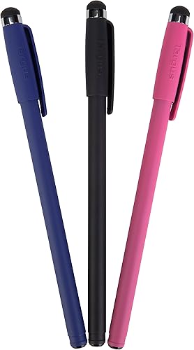 Targus - Slim Stylus Pens for Tablets, Smartphones - Compatible with Apple iPad, Samsung Galaxy & All Touchscreen Devices - Durable Rubber Tips - 3