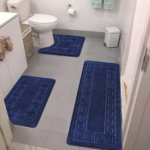 Pauwer Juego de 3 alfombras de baño antideslizantes para baño absorbente de agua alfombras de baño de secado rápido alfombras de baño lavables a
