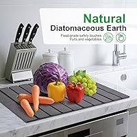 Vista 2 de Stone Drying Mat for Kitchen Counter Large, Foldable Quick Dry Diatomaceous Earth Mat for Dishes Bottles Cups, Absorbent Collapsible Stone Dish