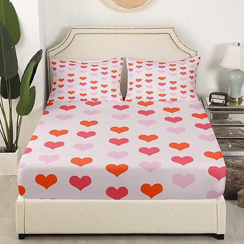 Miniatura 4 de Feelyou Juego de sábanas Love en forma de corazón para niños y niñas, juego de ropa de cama de microfibra suave y ligera, 1 juego de sábanas