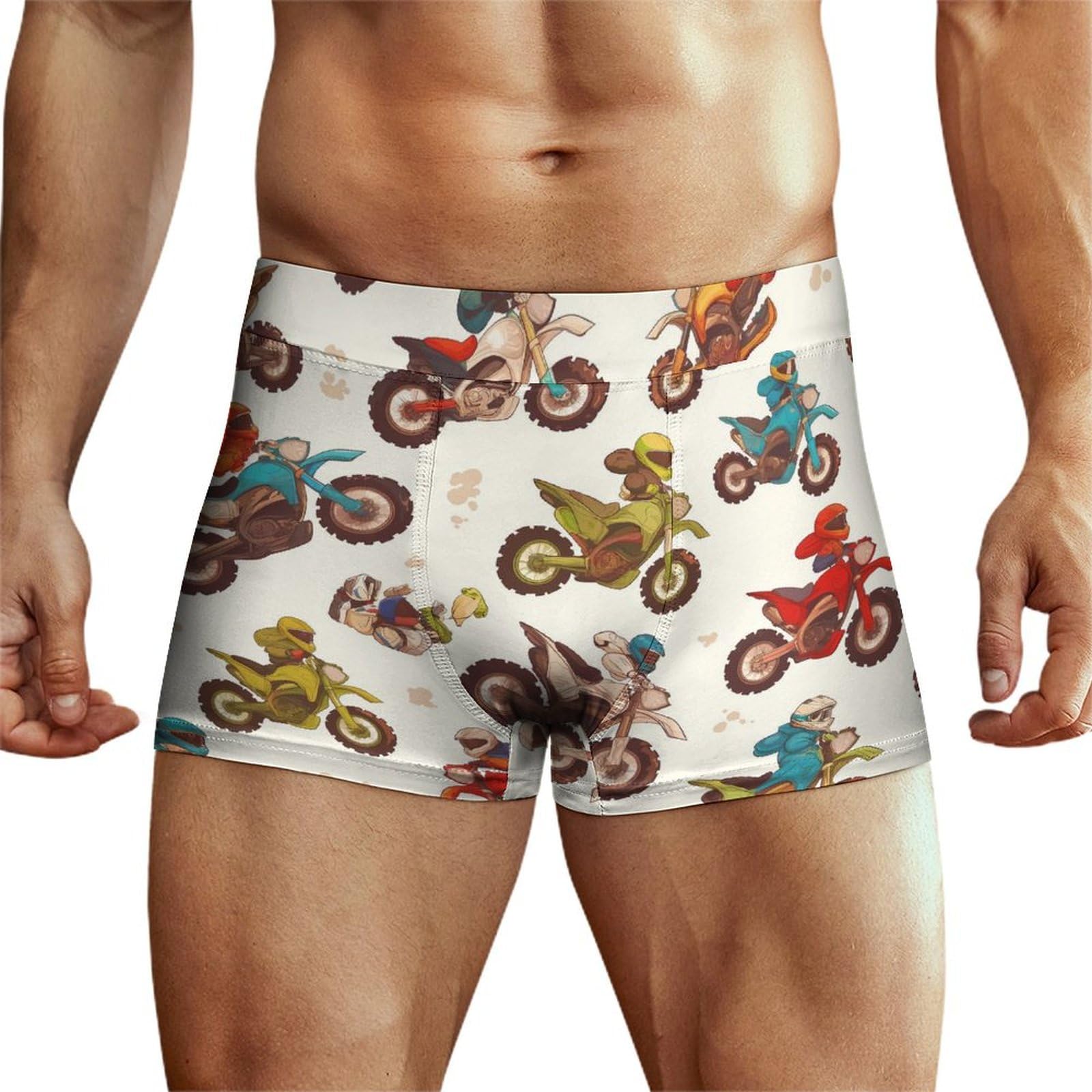 Xjlapws Men's Multi1 Underpants Motorbike Patterns Motocross Underwear Stretch Boxer Briefs For Man