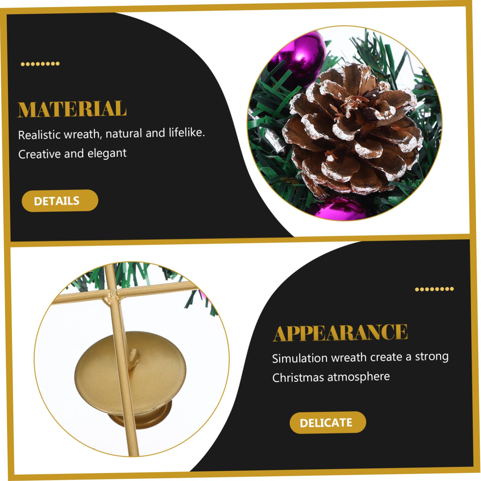 Chandelier en Pomme De Pin 5 Bougeoirs, Couronne De L'avent Artificielle en Plastique Et Fer, Porte-Bougies Pilier Violet avec Base Stable, Décoration De Centre De Table De Noël