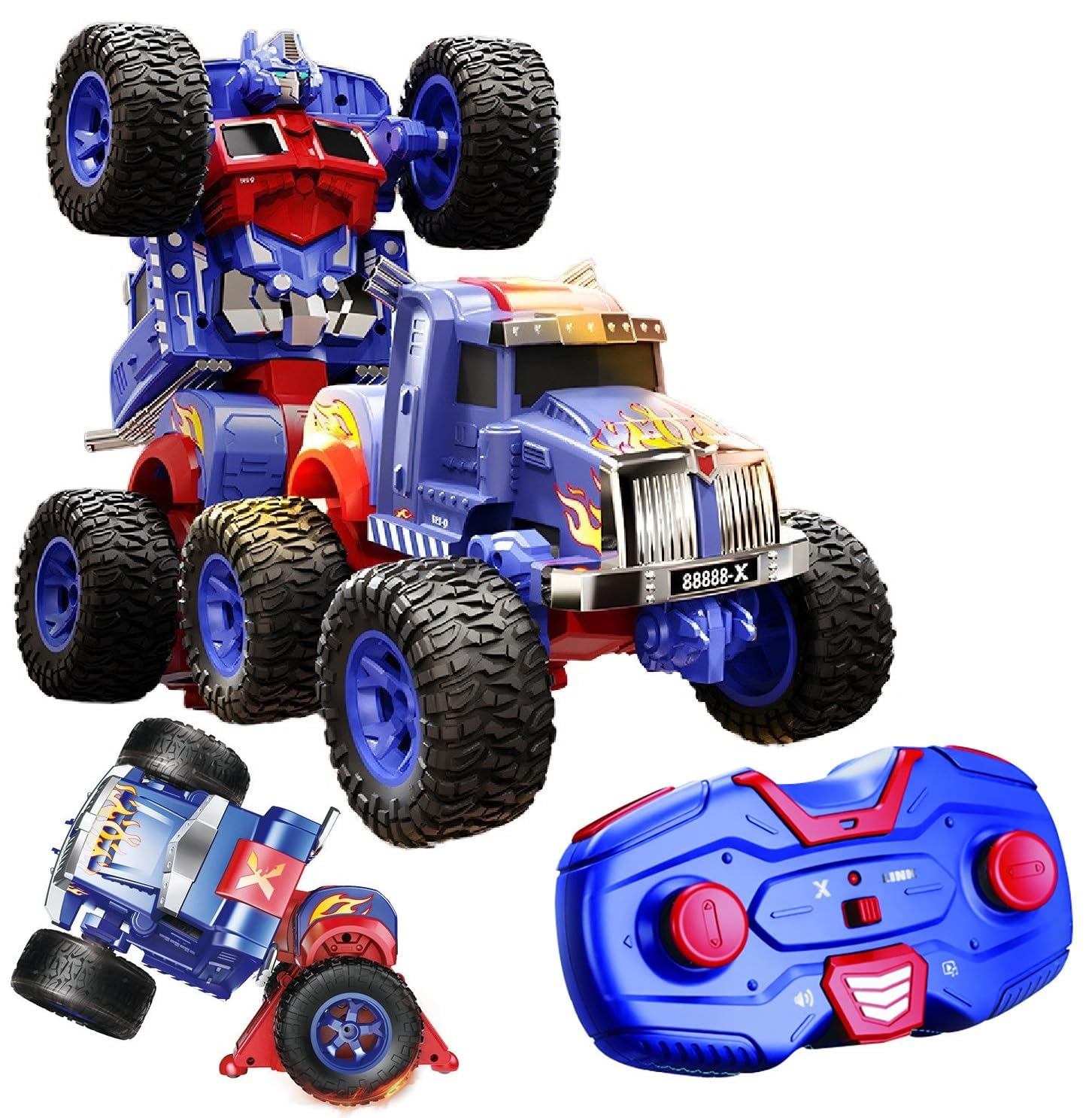 WireScorts 2-in-1 Deformation Robot RC Truck Car Toy for Boys 8-13, Remote Control Convertible Truck with Rechargeable Battery, Multi Color 1