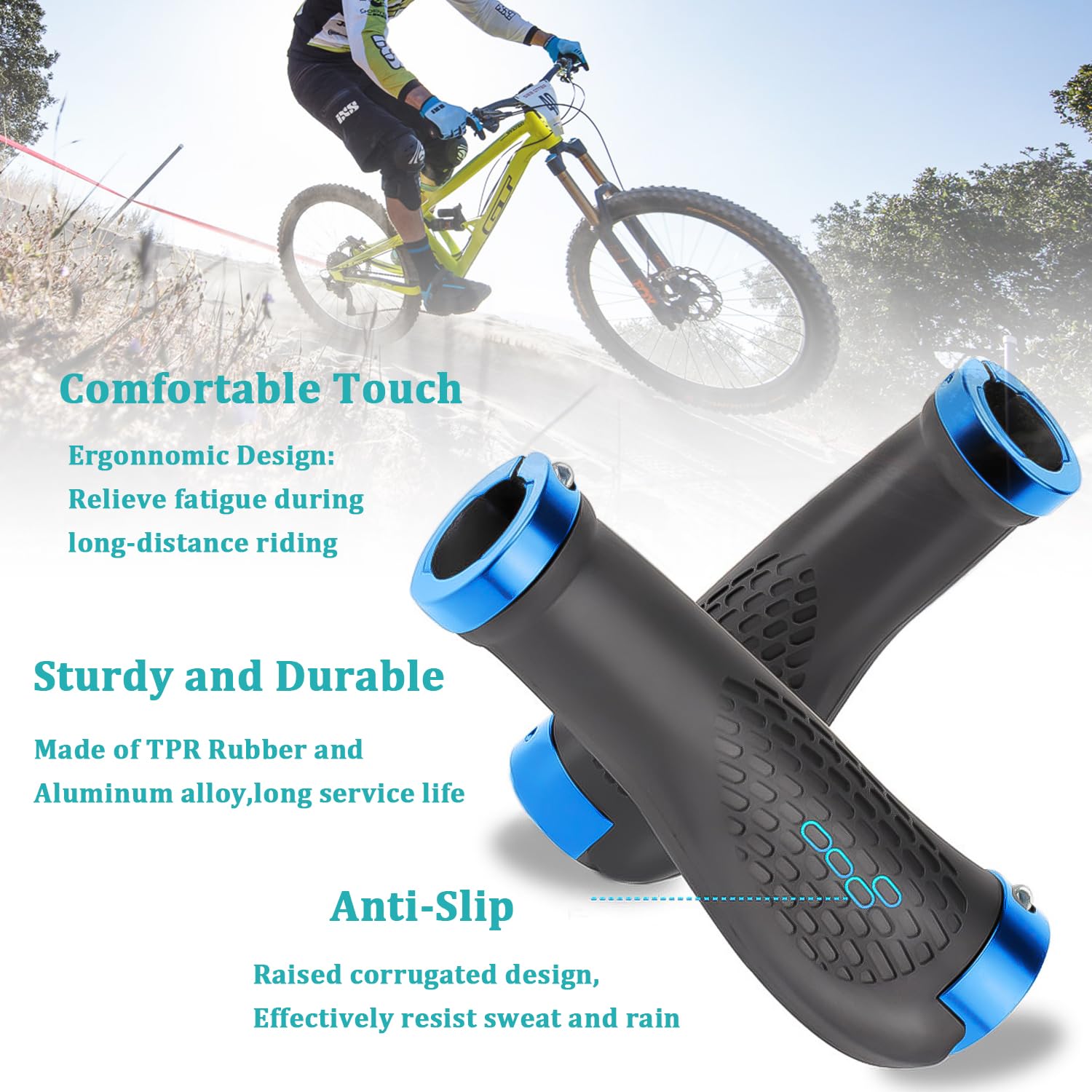Manopole per bicicletta, ergonomiche, per manubrio, per mountain bike, 22,2 mm, per mountain bike, per mountain bike, trekking, bici da corsa