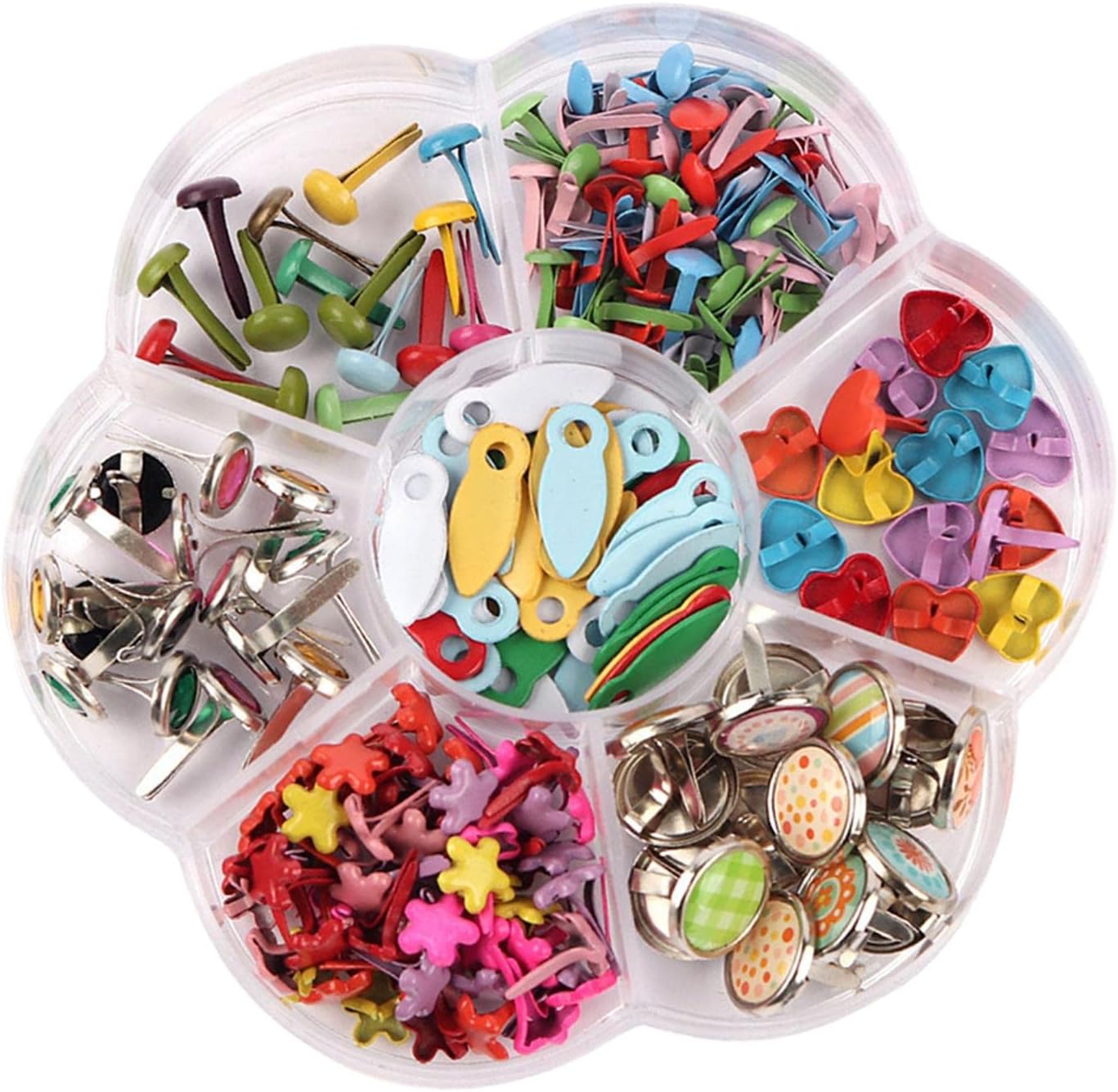 shamjina Paper Fasteners Brads, Mixed Colors Mini Brads Fasteners Metal Paper Brads