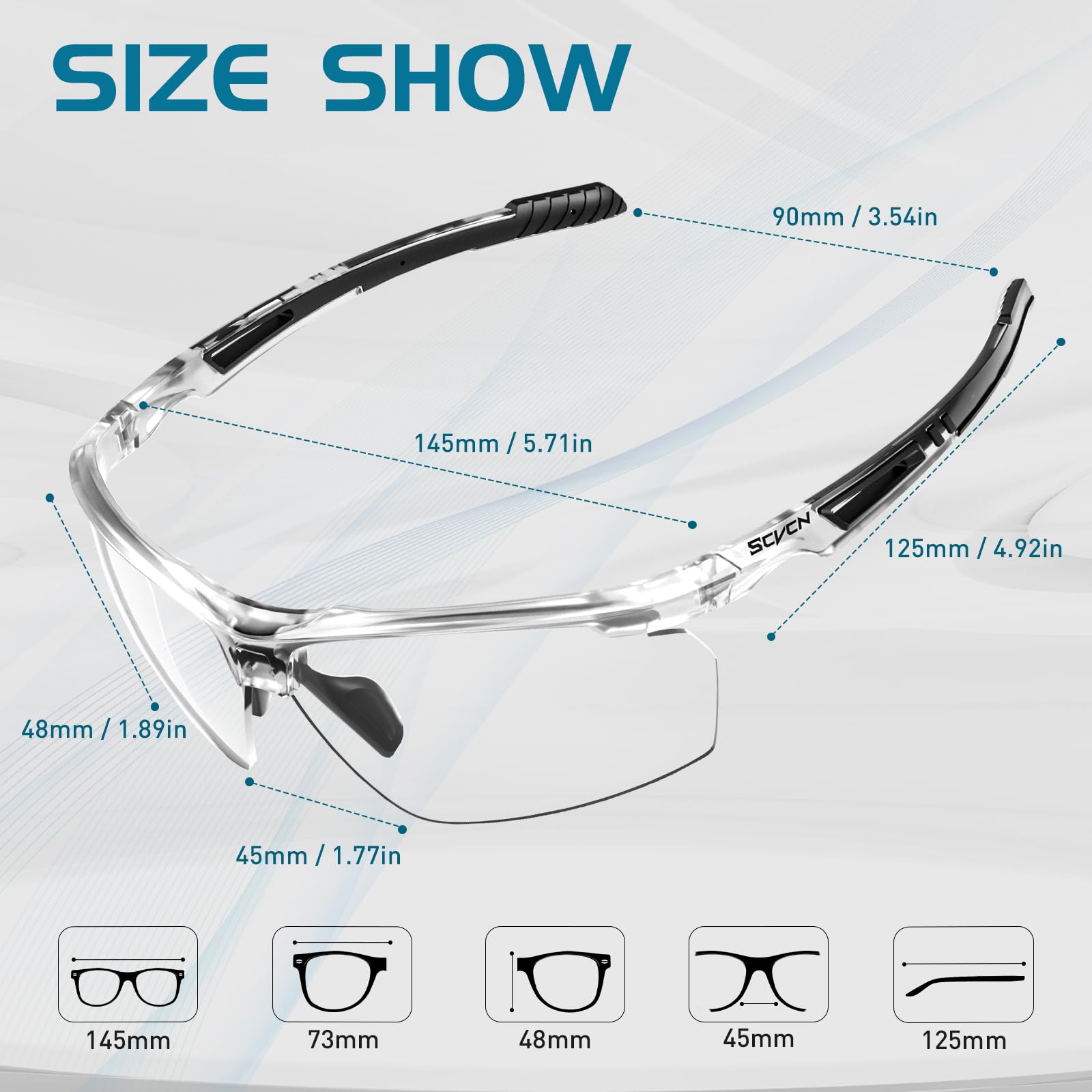 SCVCN Photochromatische Selbsttönend Fahrradbrille Herren Damen Sportsonnenbrille Klar Radsport Radfahren MTB S86