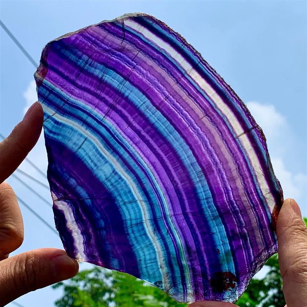 MDBJTCYZN Stone Beautiful Rainbow Fluorite Crystal Rough Specimens(610-700g)