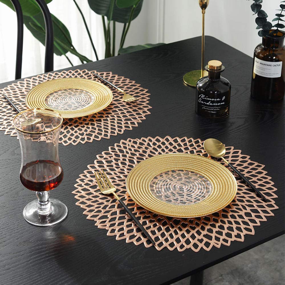 Tischset, PVC, Wärmeisolierung, Haushalt, Verbrühungsschutz, wasserdicht, kreatives Design, Tischset, 4 Farben gemischt,Hitzebeständige Tischsets(Rose Gold Shaped 4 Pack)