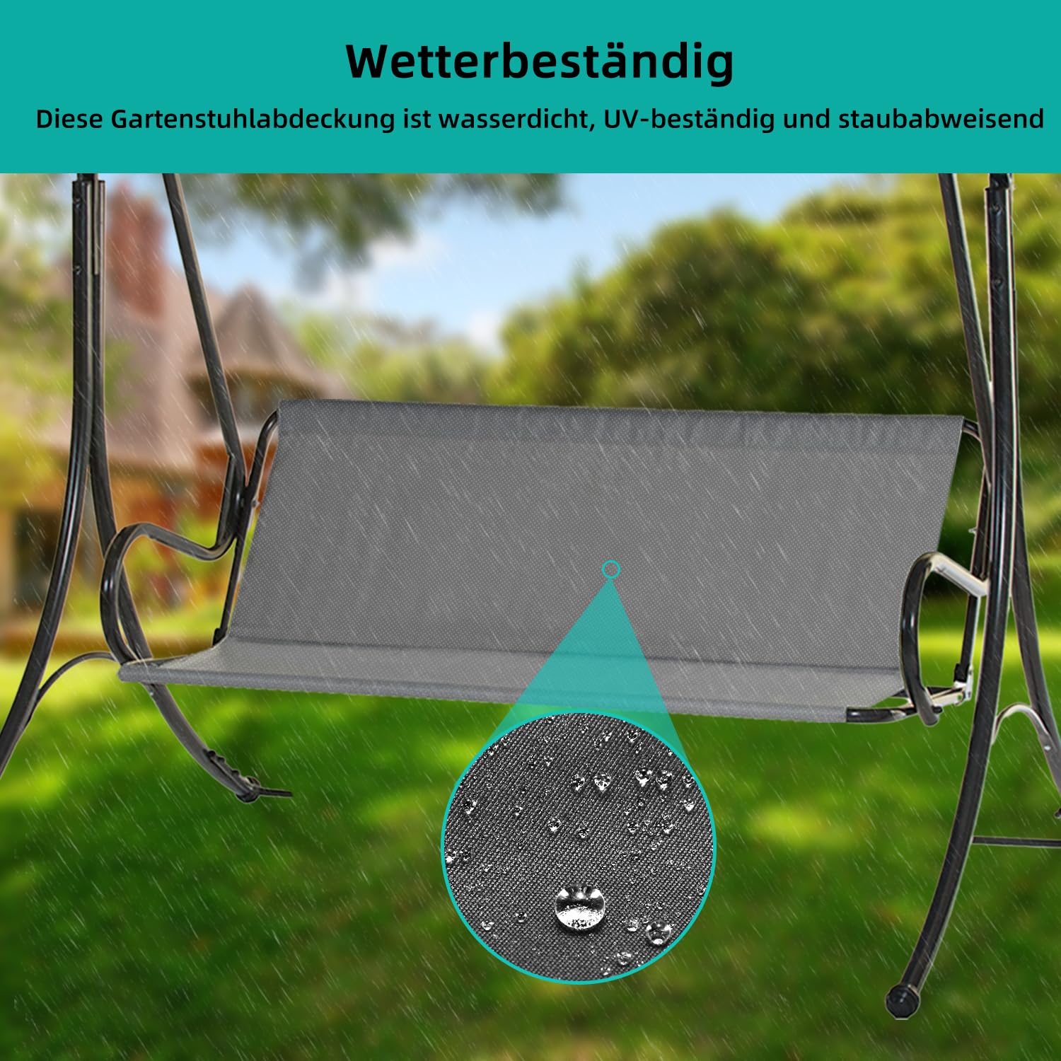Housse de siège de rechange pour balancelle hollywoodienne - Imperméable - Oxford 600D - Pour l'extérieur - 2 et 3 places - 115 x 48 x 48 cm - Gris