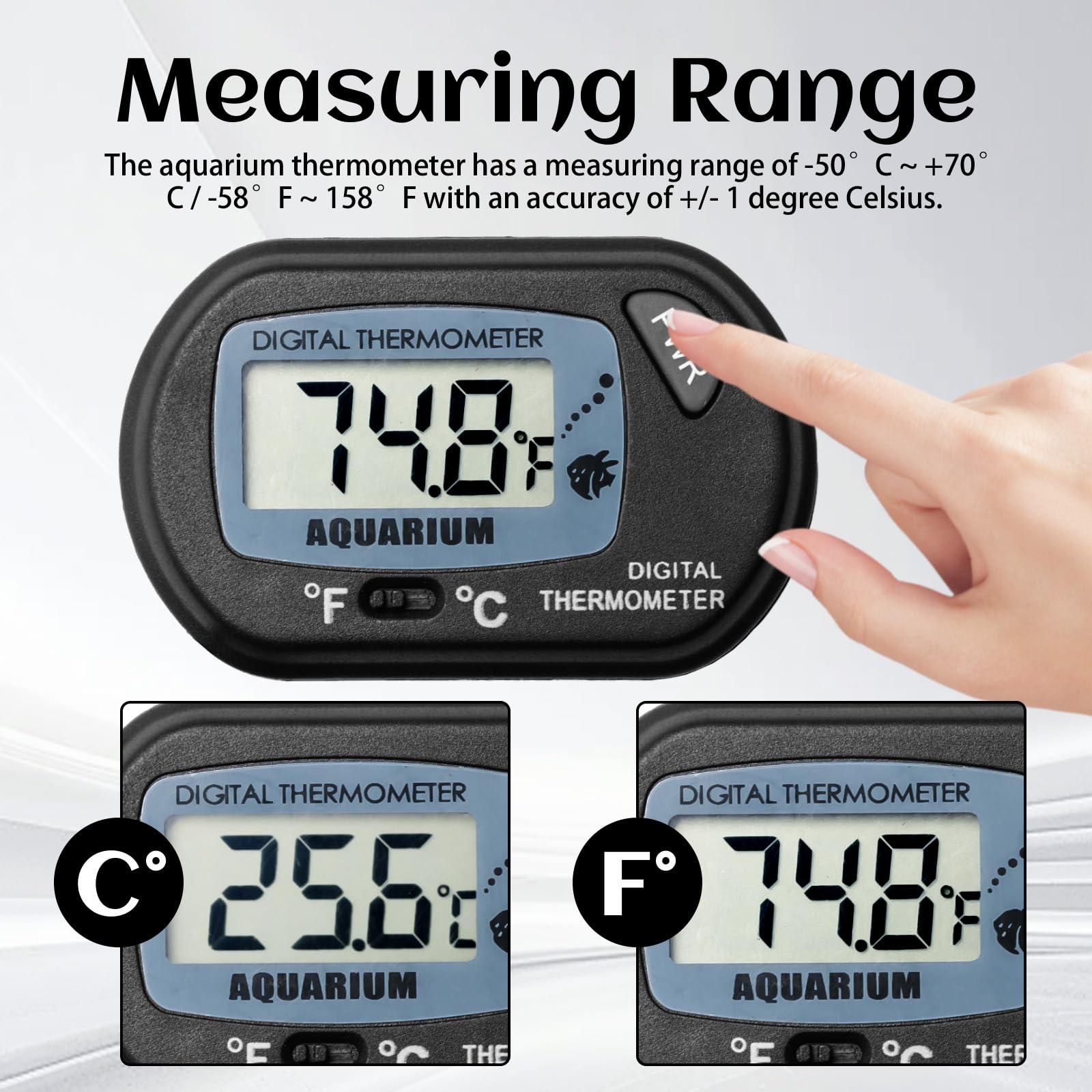 2PCS Fish Tank Thermometer Digital Aquarium Thermometer for Monitoring The Fish Tank Aquarium Water Temperature Incubator Reptile Habitat Temperature with Probe and Suction Cup Display ±1°C (2) - Image 4