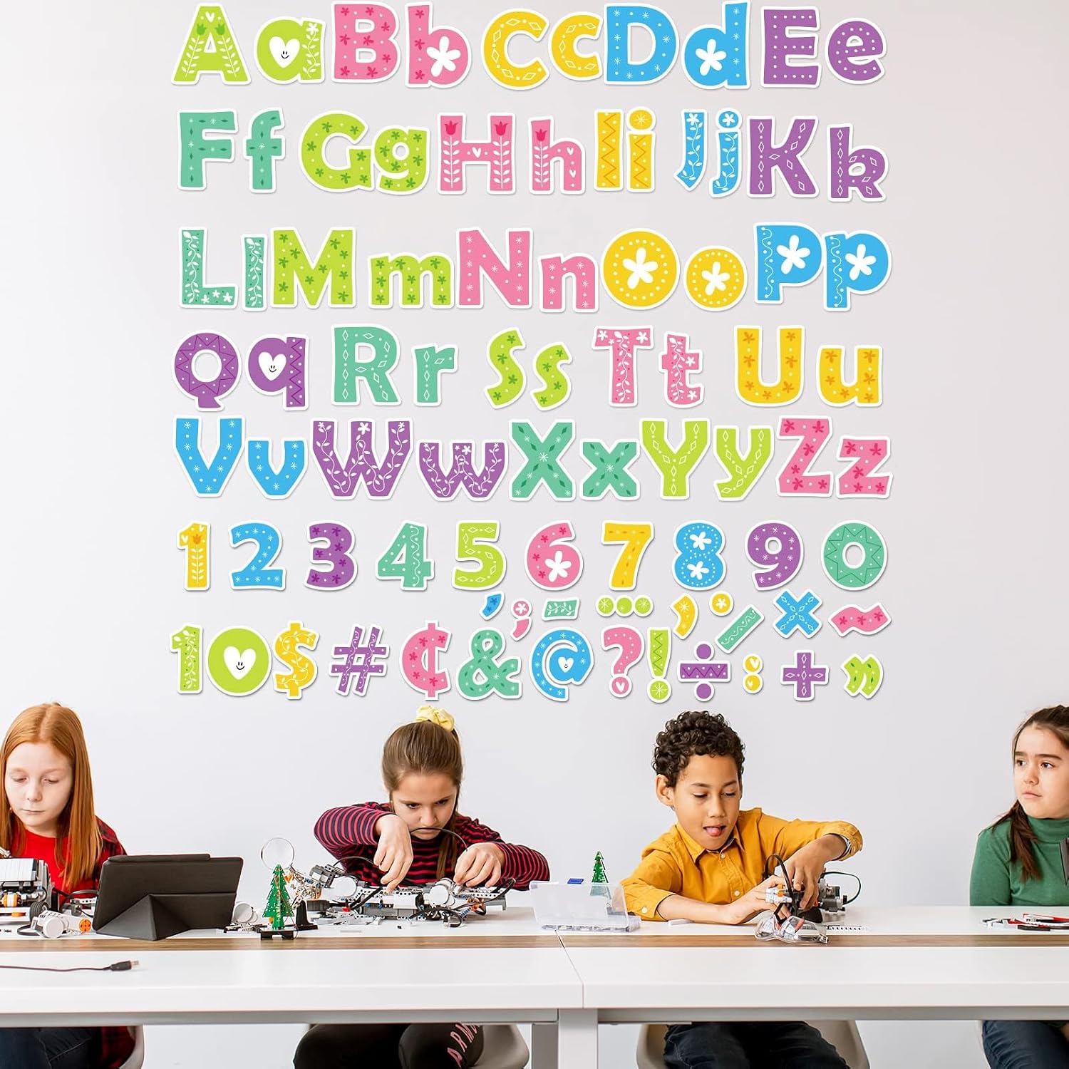 260pcs Bulletin Board Letters Combo Pack Set Spring Classroom Decorations Alphabet Letters Numbers Bulletin Board Block Accents Cutouts for Students Kids