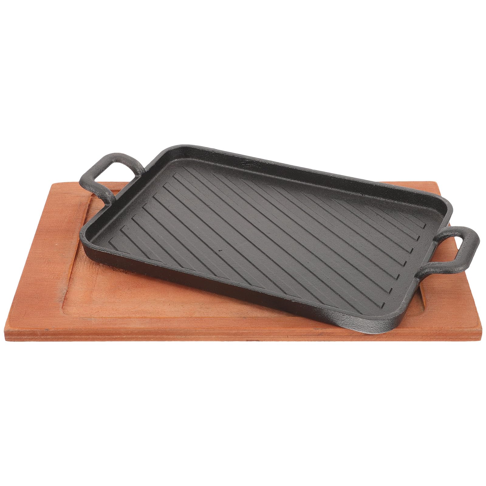 jojofuny Plancha para Parrilla de Gas de Hierro Fundido Doble Asa, Sartén para Barbacoa y Cocina, Uso en Exteriores y Camping, Rectangular y Resistente