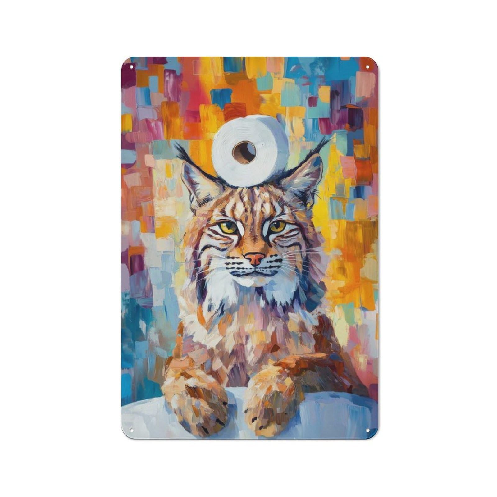 Junmoney Bobcat With Toilet Paper Rustic Metal Sign 30X20cm For Kitchen Or Home Bar, Gift For Kitchen Decor Lovers During The Christmas Season