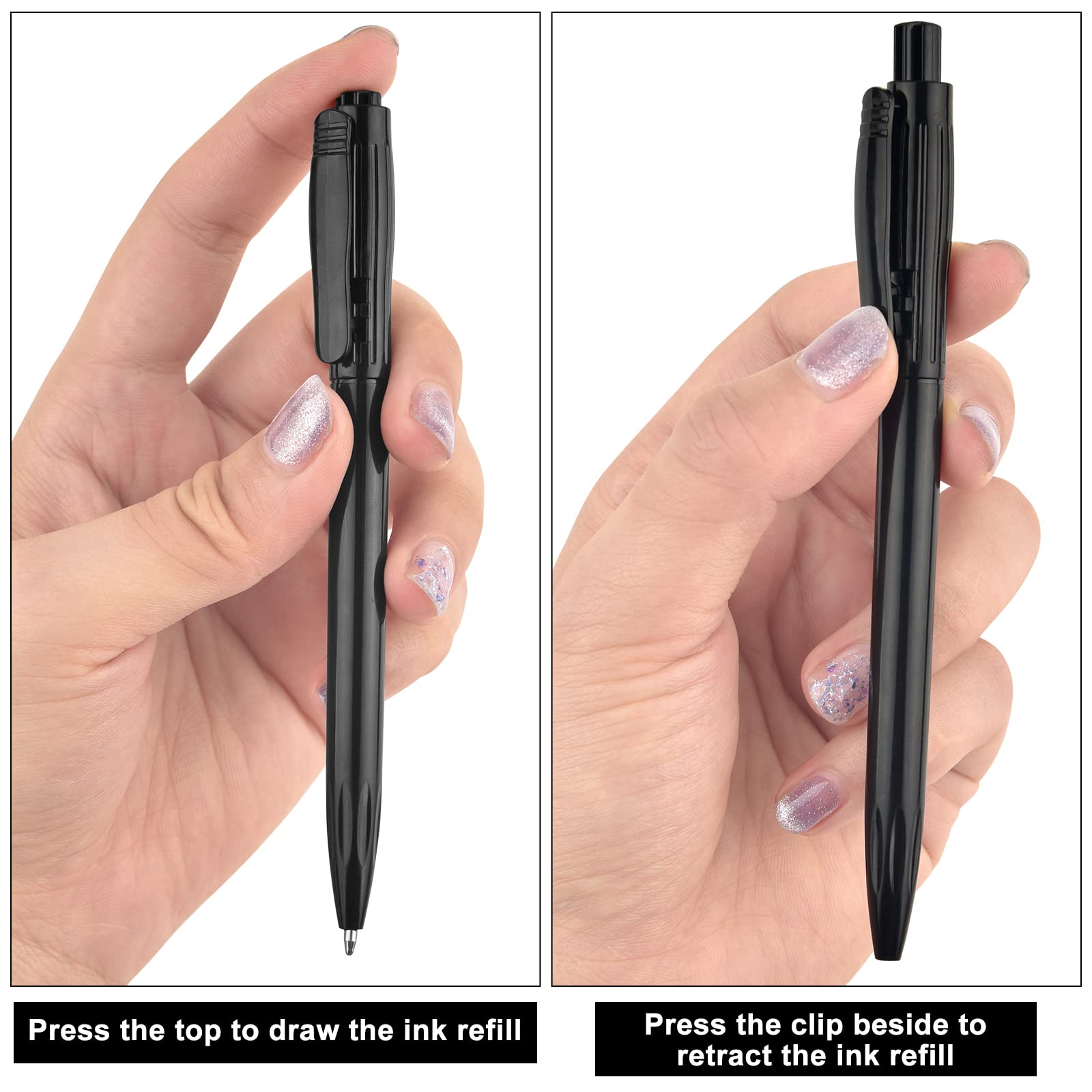 Zuazaor 300 bolígrafos retráctiles baratos al por mayor de 0,7 mm de tinta azul para servidor de escritura para oficina, escuela, restaurante (negro)