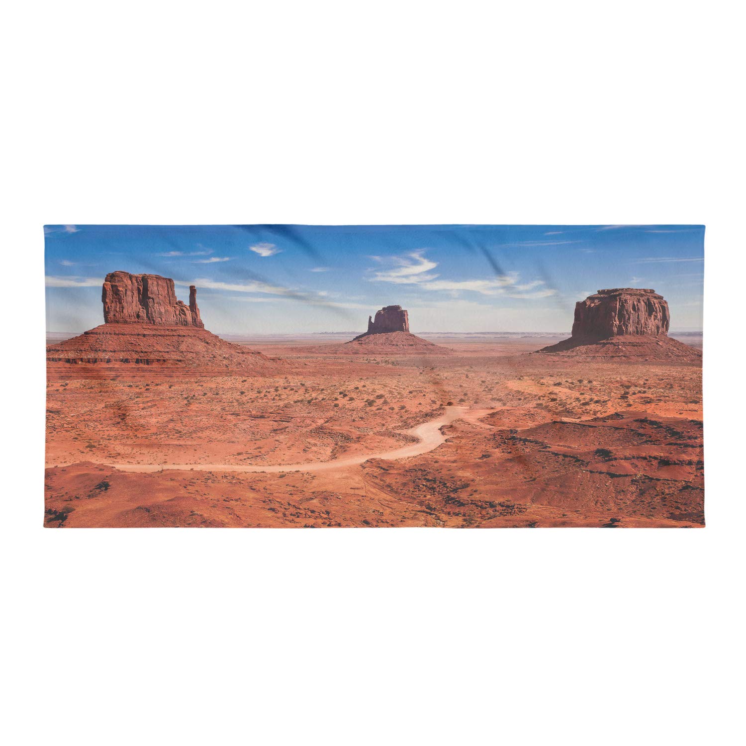 Lunarable Western Backpacking Towel, American Desert Arizona Canyon Monuments Valley National Park Wild West Theme, Quick Dry Soft Absorbent Compact Microfiber for Camping Hiking, Cinnamon Blue