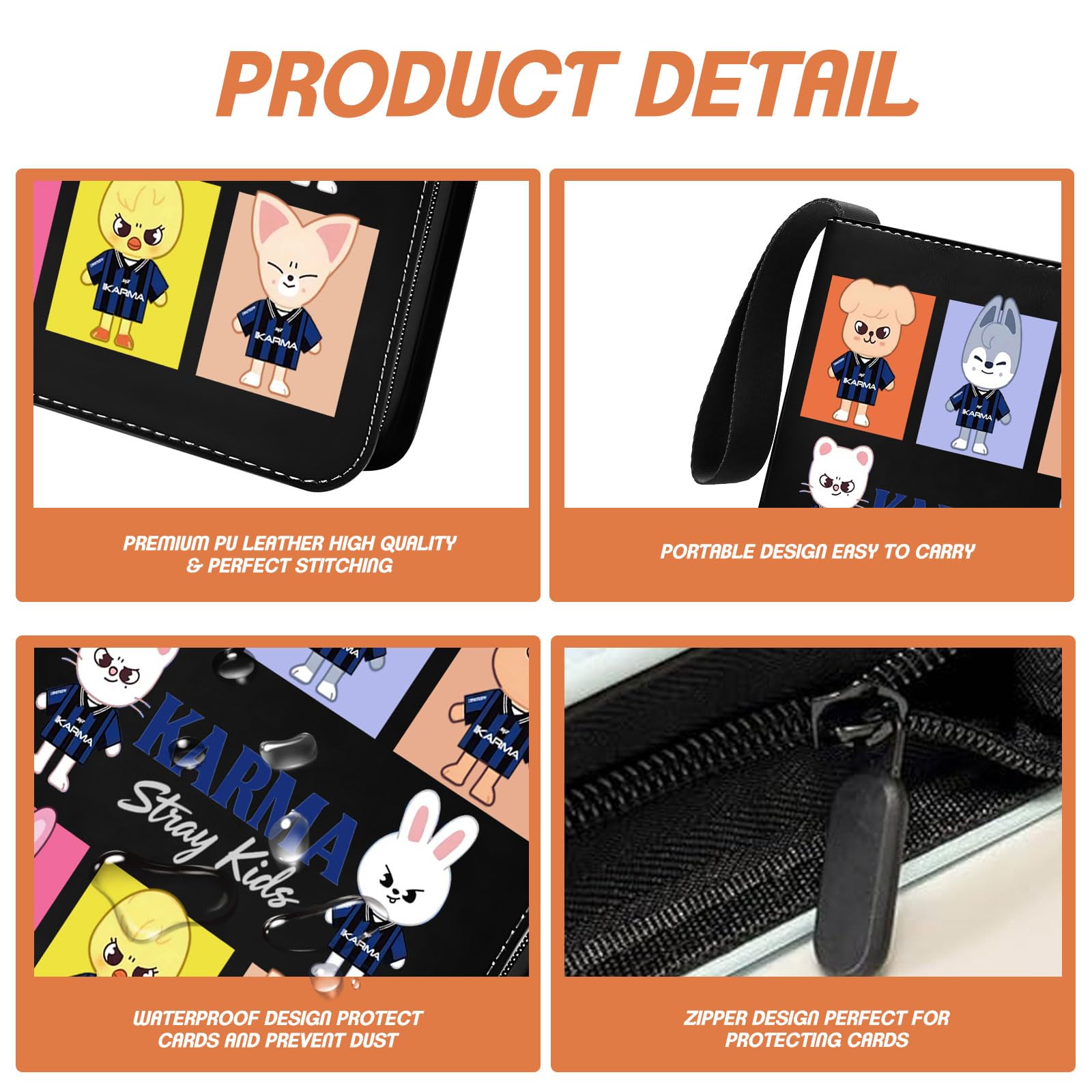 Stray Kids Photocard Binder 400 Pockets, 3 Ring Kpop Binder with 4 Pockets, Total 50 Pages, Cute Cartoon Card Collector - Image 3