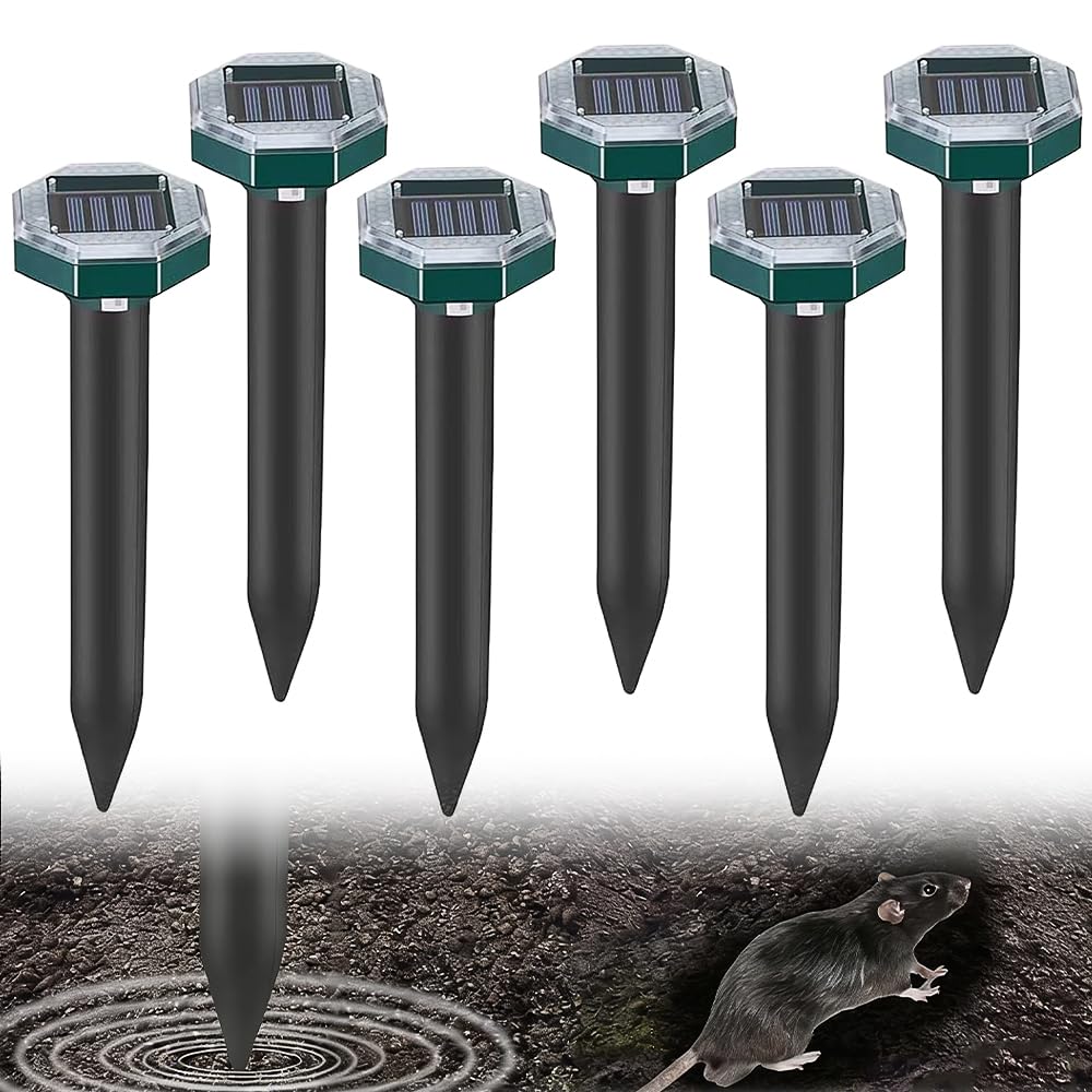 Anti Taupe Solaire Vibration Et Ultrasons,6 PiècesRepulsif Taupe Solaire,Répulsif Contre Les Taupes,Répulsif Contre Les Campagnols,Répulsifs Solaires Anti-Taupes pour Le Pelouses Et Les Jardin