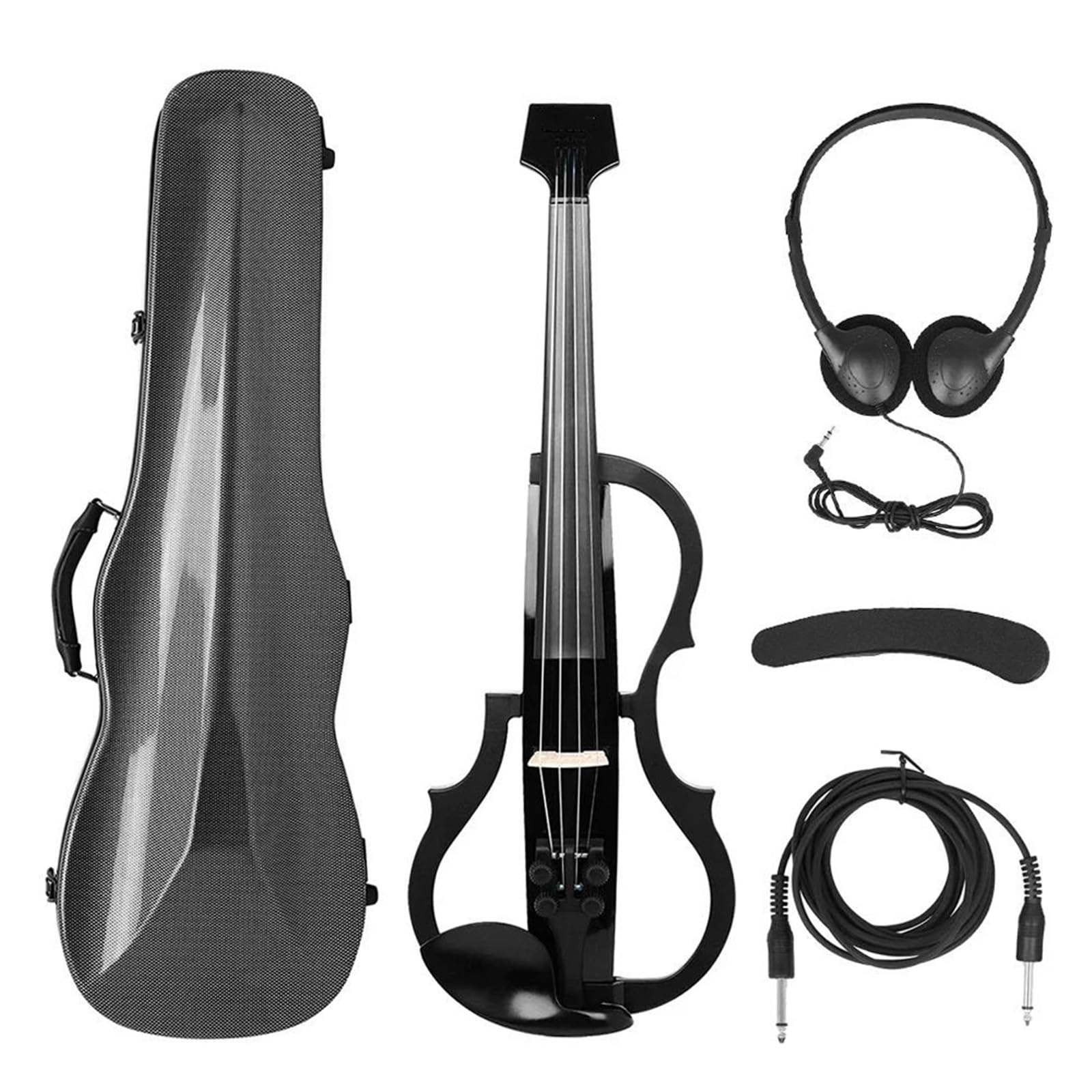 Violon Violon Électrique Sans Tête En Fiber De Carbone 4/4 Violon Électrique Professionnel Avec Étui De Transport À Nœud Repose-épaule Pour Câble D'écouteurs