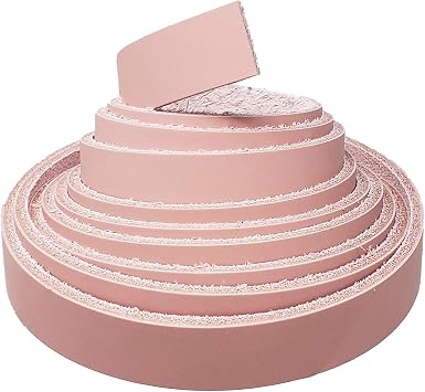 Leather Straps 5/8 Inch Wide - Blush Pink Latigo Leather Strips up to 96 Inch Long 6-7 oz. 2.4 2.8 mm Pitka Leather 5/8" x 24"
