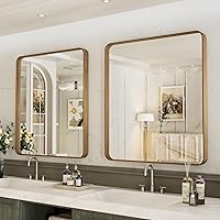 Vista 147 de LOAAO - Espejo de baño con marco de metal negro de 24x36 pulgadas, espejo rectangular redondeado para pared, espejo mate de tocador de baño