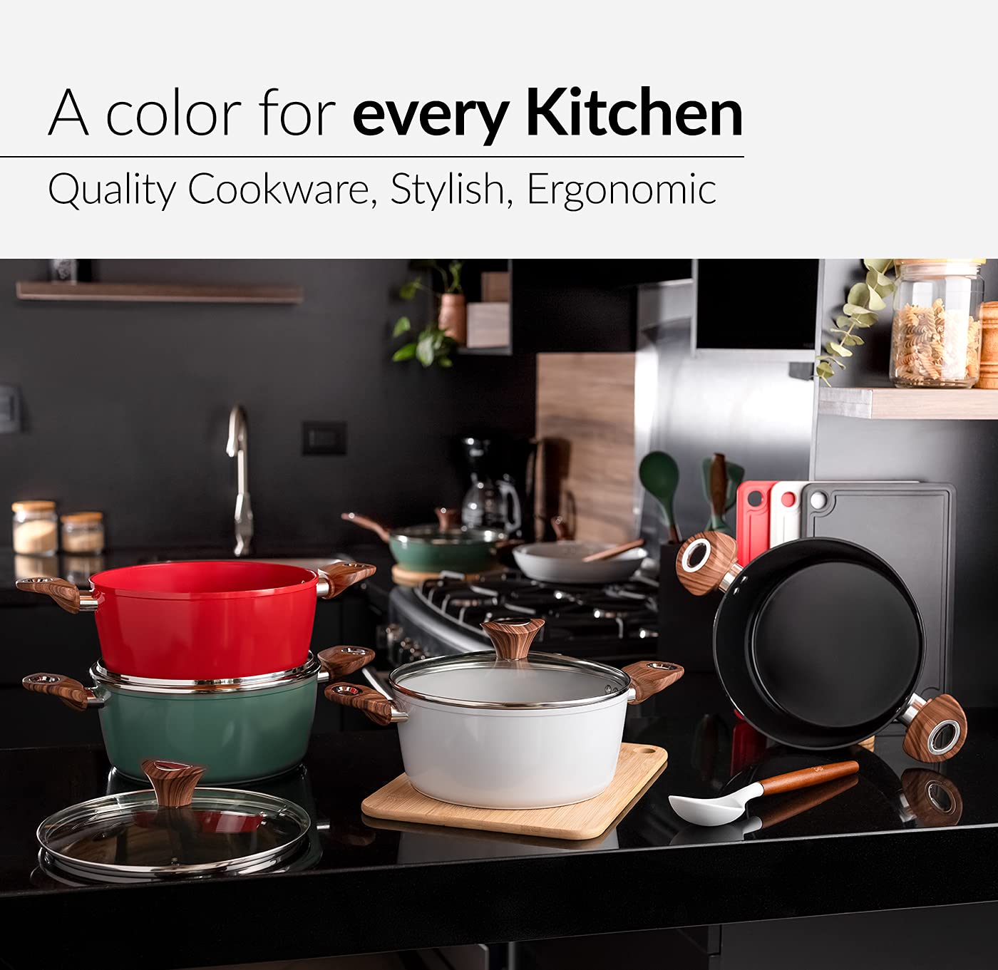 Phantom Chef 4.4 QT Casserole Stockpot Aluminum Body NonStick